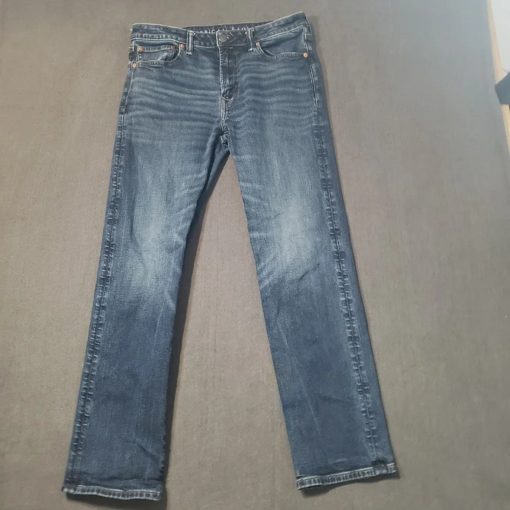 American Eagle Original Straight Jeans Mens 32x32 Blue AirFlex+ Denim